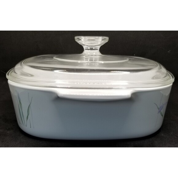 Corning Ware Shadow Iris pattern Casserole dish 2 qt w/ lid vintage rare pattern - Picture 2 of 12